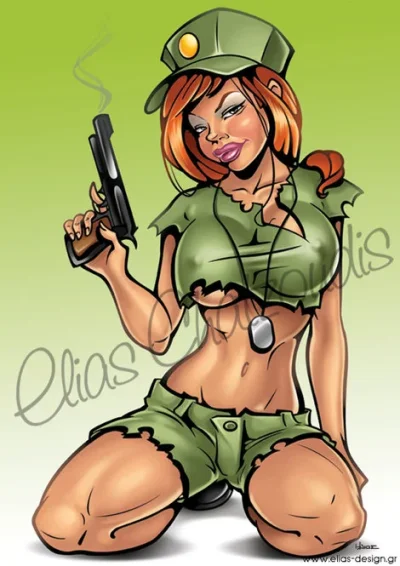 Cartoon military girls