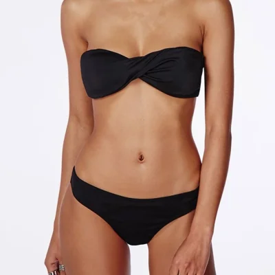 Купальник бандо с пуш ап черный