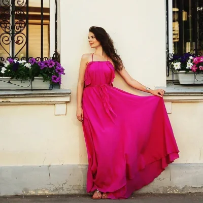 Платье фуксия макси