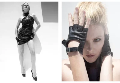 Кожаные перчатки без пальцев