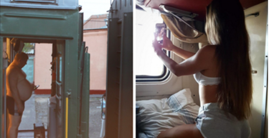 Красивая девушка в поезде