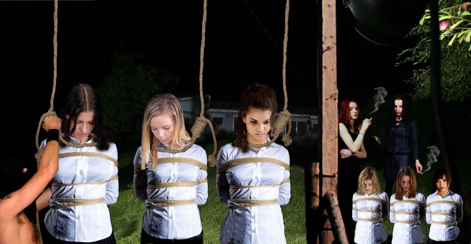 Девушку подвесили за ноги