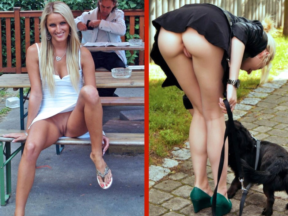 Девушка без трусов стесняется