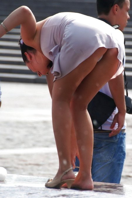 A woman bent over