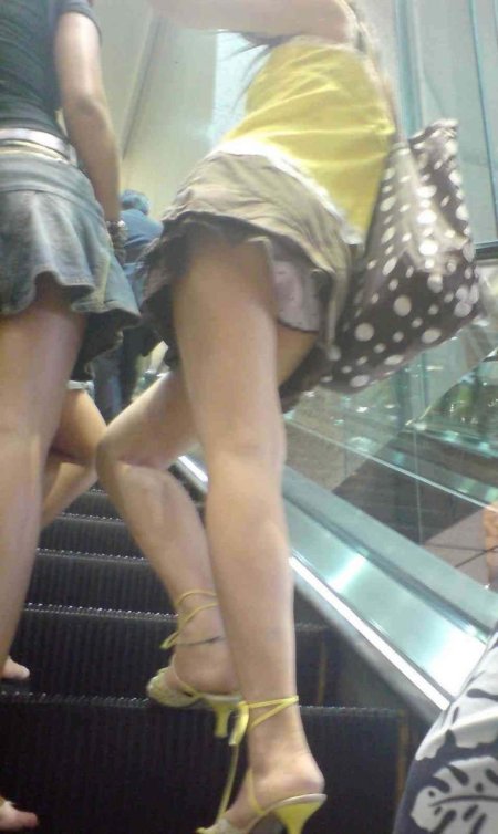 Saleswoman in a miniskirt