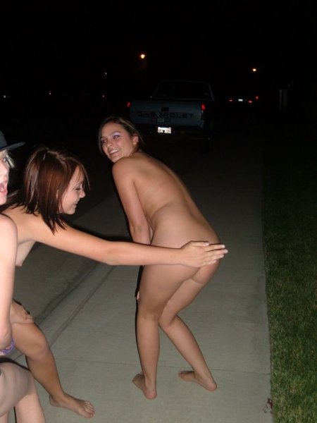 Drunk naked girls on the street