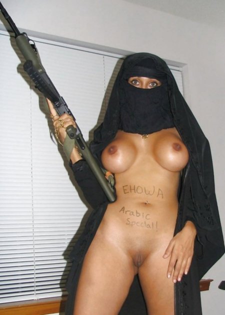 Naked Muslim women in burqa