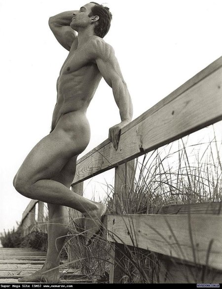 Handsome naked guys in nature