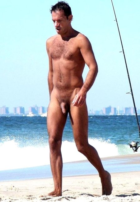 Handsome naked guys on the beach