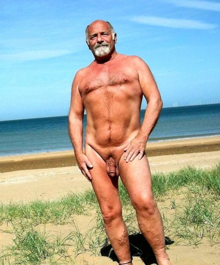 Naked mature men on the beach