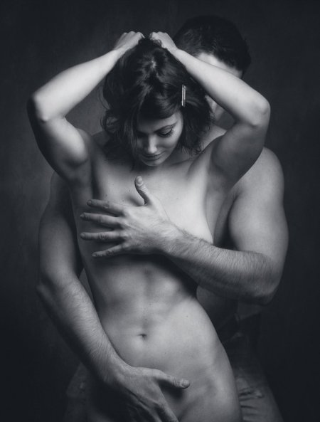 Man and woman in nude style