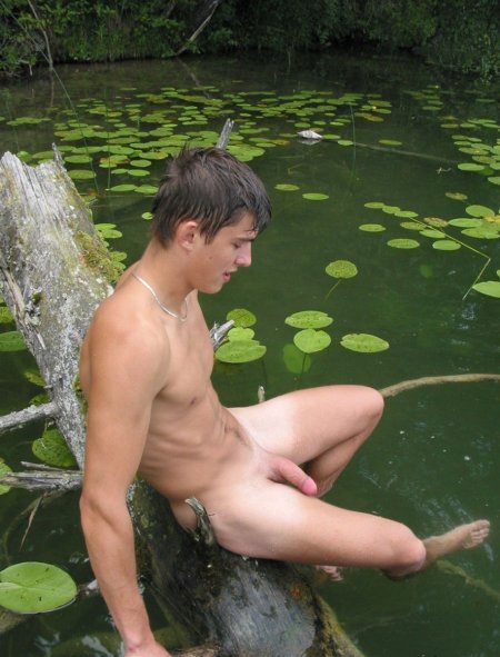Guys and naked girls on the river