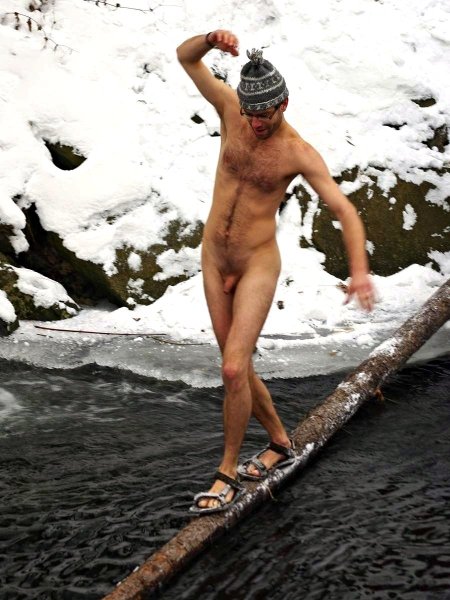Winter skinny swimming guys