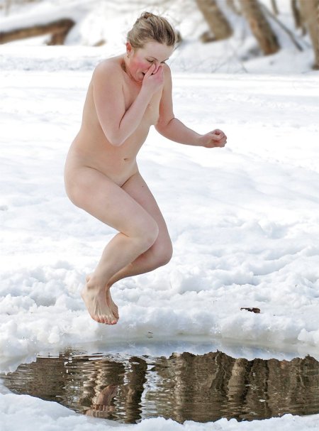 Swimming in an ice hole naked