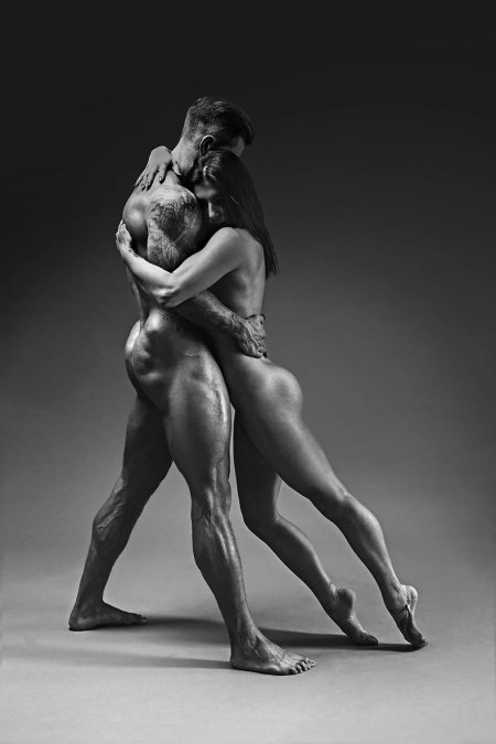 Man and woman in nude style