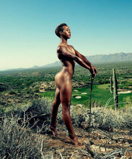 Naked athletic man and woman