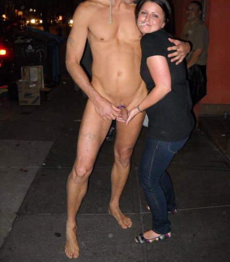 Naked men in front of women