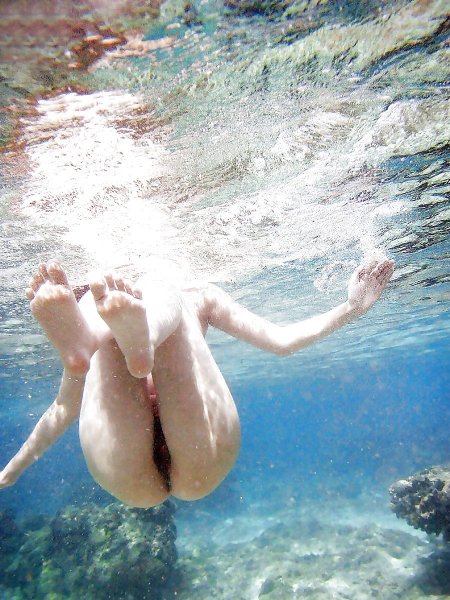 Naked underwater with unshaven