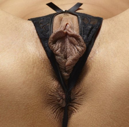 Huge labia in thong