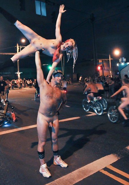 Beautiful naked circus performers
