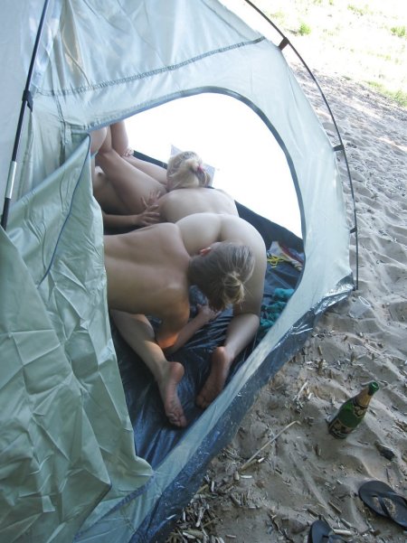 Naked girl in a tent