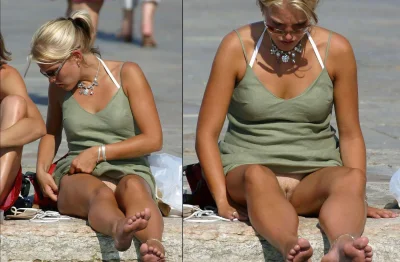 Подглядывание за сиськами на пляже