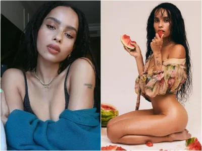 Зои Кравиц с персиком