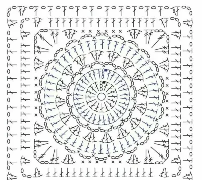 Узор бабушкин квадрат крючком схема