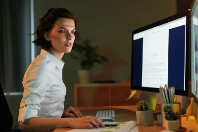 Девушка лежит на спине с ноутбуком