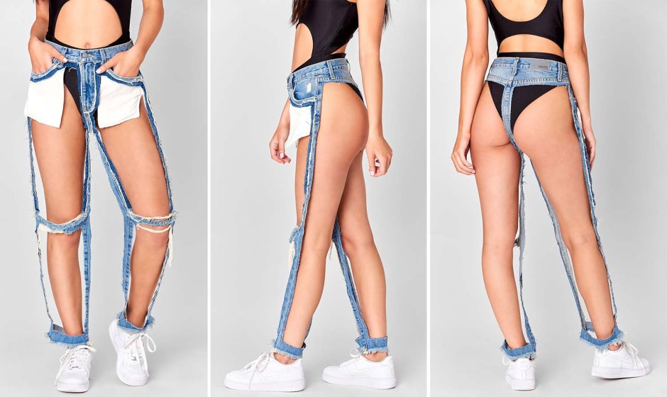 Джинсы с вырезами на ягодицах