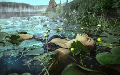 Девушки купаются в реке