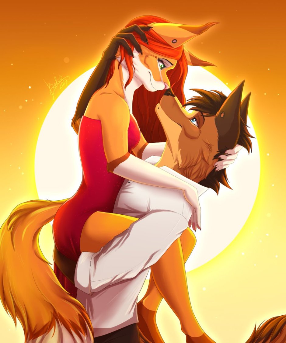 Девушка лиса и парень