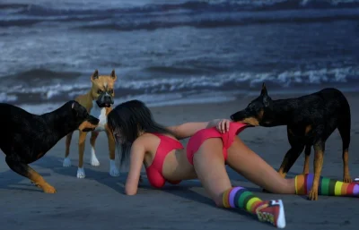 Девушка с собакой 3d