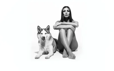 Фотосессия собаки на белом фоне