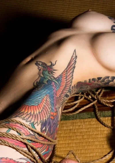 Тату жар птица для девушек