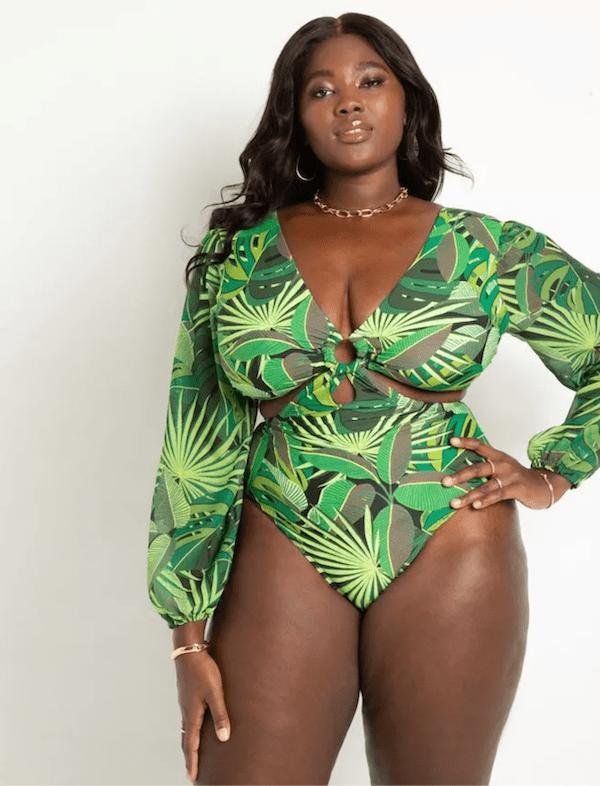 Слитный купальник с принтом