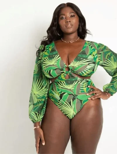 Слитный купальник с принтом