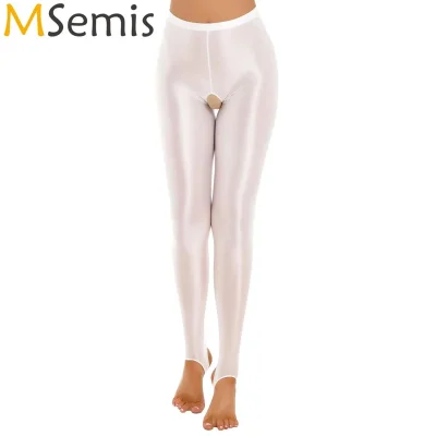 Легинсы глянцевые с молнией в промежности