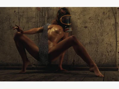 Девушка в противогазе