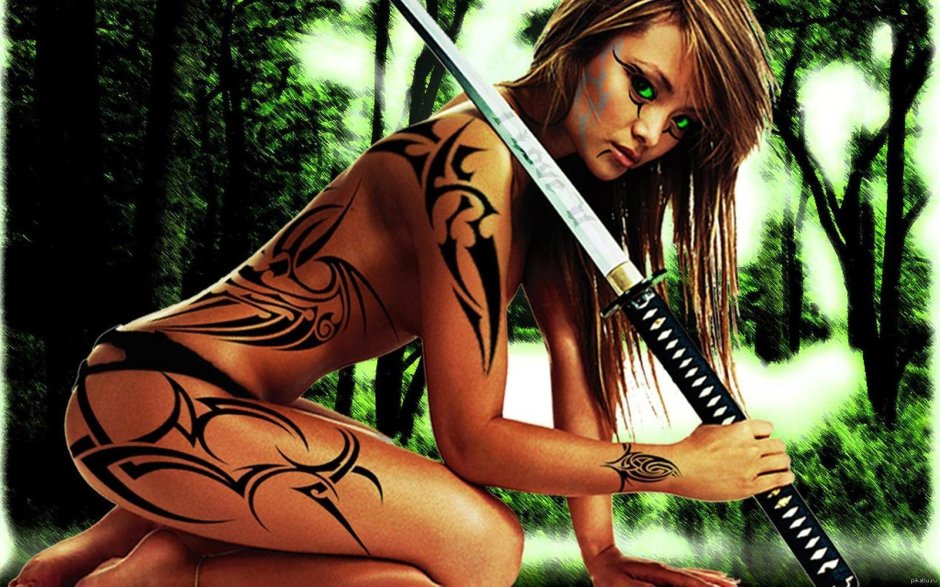 Тату девушка самурай