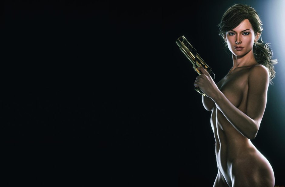 Голая девушка с пистолетом