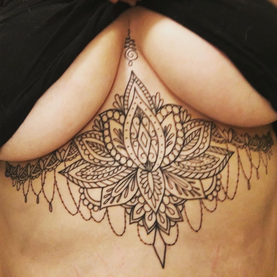 Женские татуировки под грудью