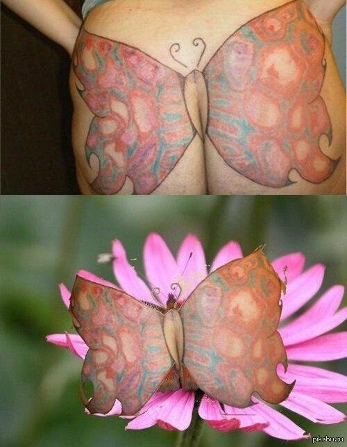 Тату на попе бабочка