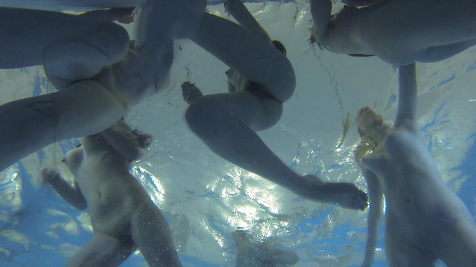 Скрытой камерой в бассейне