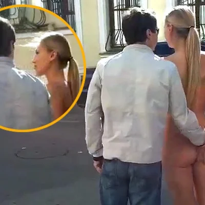 Голая на улице