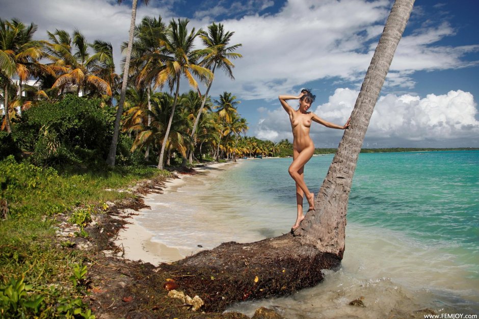 Голая на тропическом острове