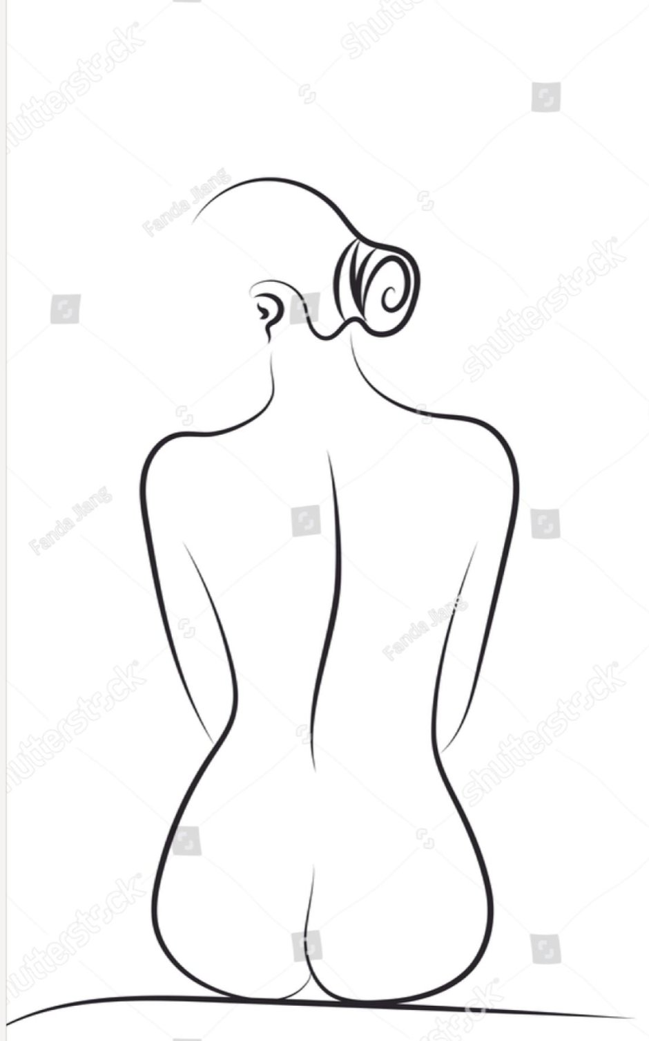 Женский силуэт со спины рисунок
