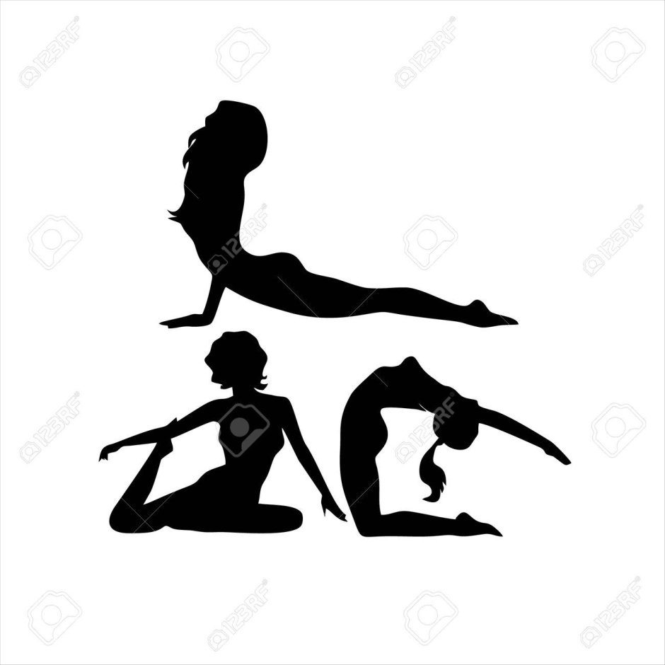 Позы йоги силуэт