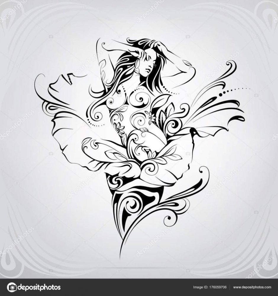 Тату силуэт девушки