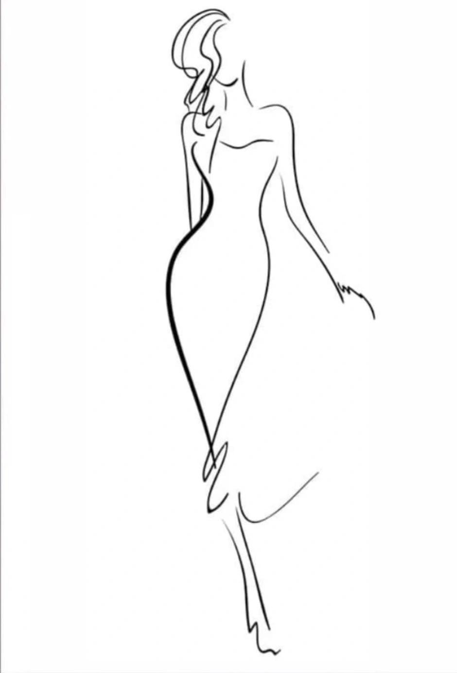 Силуэт девушки линиями